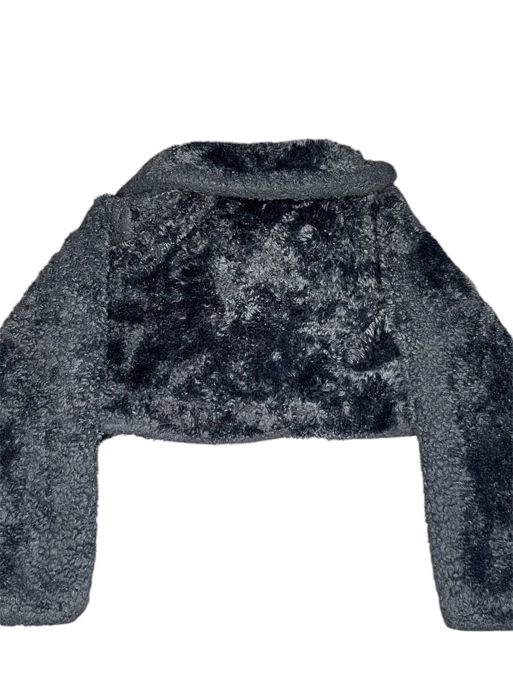 Forever 21 Charcoal Gray Black Faux Fur Cropped Jacket